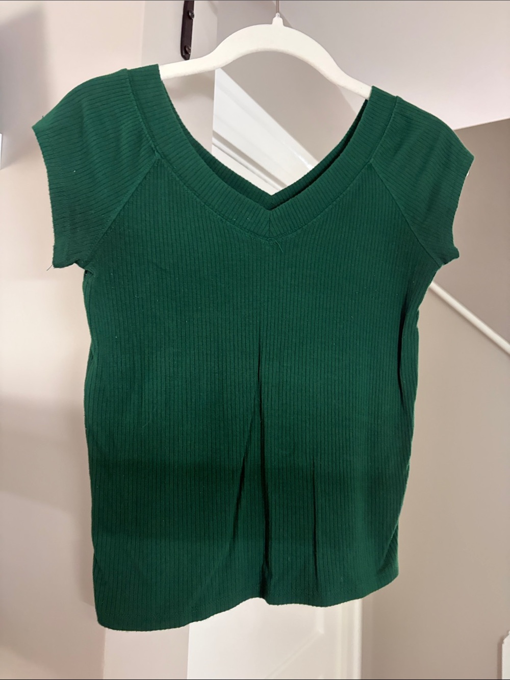 art class Green Ribbed V-Neck Cap Sleeve Tank Top